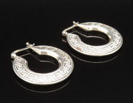 925 Sterling Silver - Vintage Engraved Spiral Maze Hoop Earrings - EG11779 - £40.90 GBP