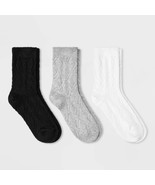 Universal Thread Women&#39;s 3 Pack Textured Argyle Crew Socks Black White H... - $20.61 CAD