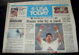 2000 Jan 31 USA TODAY Newspaper RAMS WIN SUPER BOWL Kurt Warner NFL Tita... - $17.99