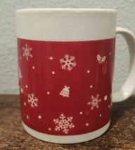 Sherwood 14 oz. Red Snowflakes Reindeer Holly Christmas Coffee /Tea Mug  - $7.82