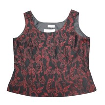 Tahari Arthur S Levine Shirt Womens 14 Red Black Scoop Neck Sleeveless Top - £20.32 GBP
