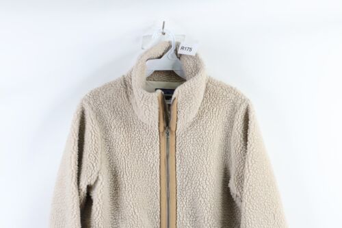 Patagonia Womens Medium Distressed Deep Pile Fleece Divided Sky Jacket Beige Item image 2