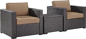 Crosley Furniture KO70104BR-MO Biscayne 3 Piece Outdoor Wicker Conversat... - £829.47 GBP