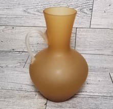 Vintage ENESCO Japan Satin Yellow Glass Bud Vase with Handle Urn Shape Mini - £13.57 GBP