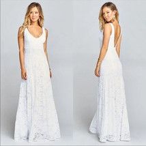 Show Me Your Mumu Jenn Maxi Dress V Neck Flowy White Lovers Lace XXS - £54.06 GBP