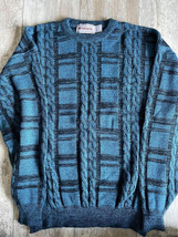 Vintage Men’s Large McGregor 100% Acrylic Blue &amp; Black Pullover Sweater - £13.39 GBP