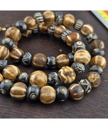 South Asian Old Pumtek petrified Wood Stone and Carving yak Bone beads N... - $1,398.90 MXN
