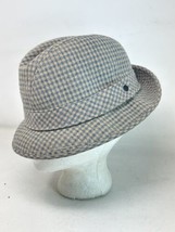Pendleton Wool Fedora Hat VTG Houndstooth Blue Gray Virgin Wool Classic MED 56cm - £31.53 GBP