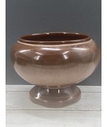 Vintage Art Pottery Round Brown Spatter Specs Stoneware Pedestal Vase Pl... - £14.01 GBP