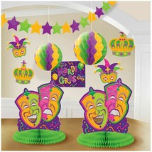 Mardi Gras Party 10 pc Decorating Kit Garland, Centerpieces, Cutouts - £13.09 GBP