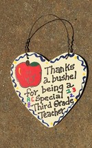 Teacher Gift Thanks a Bushel 6004 Third Grade Teacher Wood Heart - £1.53 GBP