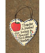 Teacher Gift Thanks a Bushel 6004 Third Grade Teacher Wood Heart - £1.53 GBP
