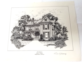 Harry S Truman Home Art Print Drawing Richard V Sebring Independence Mis... - $18.95