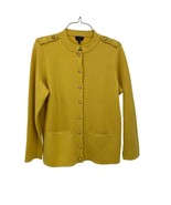 Talbots NEW Mustard Yellow Military 100% Merino Wool Cardigan Sweater Si... - £36.08 GBP