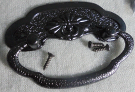 2 Pcs Black Ring Drawer Pulls Vintage Decorative Handles Knobs 3&quot; x 1 1/4&quot; - £5.77 GBP