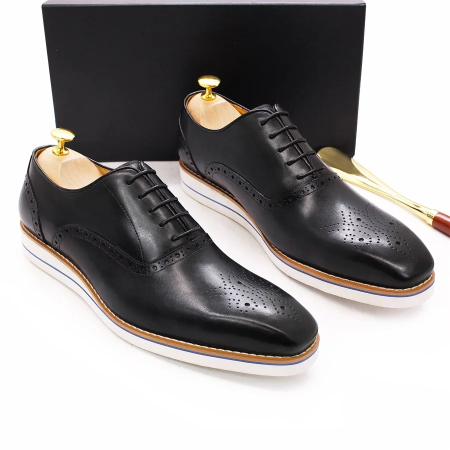 Leather casual men&#39;s shoes high quality handmade shoes light and comfort... - $137.51