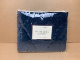 Pottery Barn Teal Velvet Pillow Sham Quilted Standard Linen Backing - NEW - $36.99