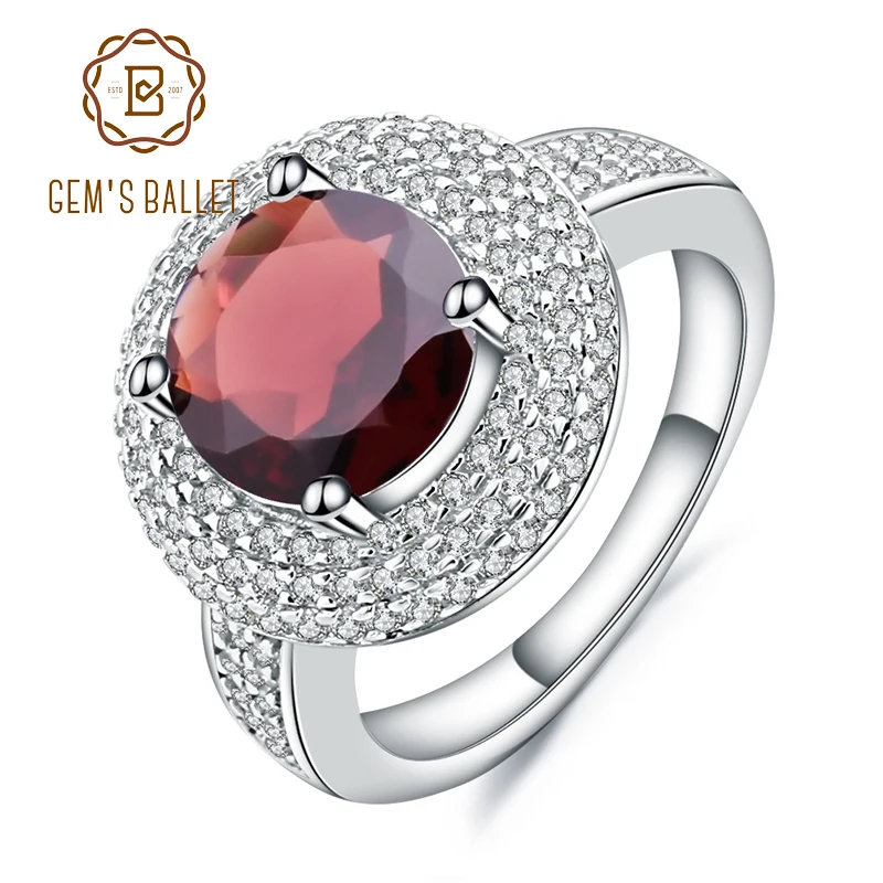 925 Sterling Silver Engagement Cocktail Rings 3.15Ct Natural Red Garnet Gemstone - £77.33 GBP