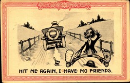 1912 Postcard Comic Hit Me Again. I Have No Friends -bkc - £1.58 GBP