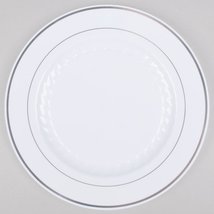 10 Inch Silver Splendor White with Silver Band Plate - 120 per case by Fineline  - £72.07 GBP