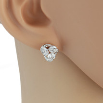Silver Tone Love Knot Earrings With Swarovski Style Crystals - £18.97 GBP