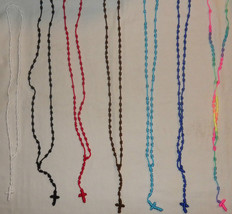 Many Colors Fashion Knot Threaded Rosary Rosario Necklaces W/Cross Handm... - £7.79 GBP