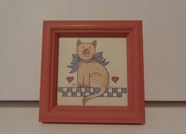 Kitty Cat Heart Bow Sign Hanging Plaque Wall Art - $4.10