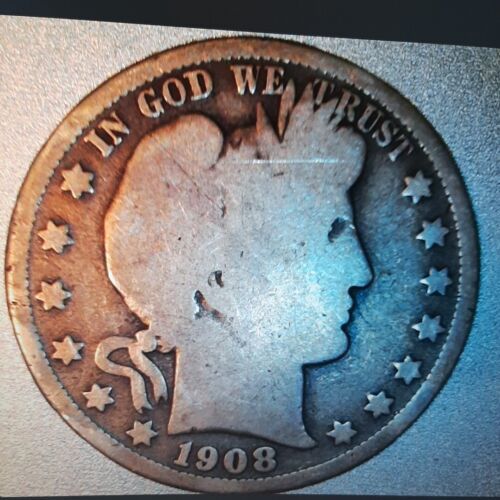 Primary image for ½ Half Dollar Barber 90% Silver U.S Coin 1908 D Denver Mint 50C KM#116