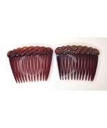 Vtg Early Plastic Hair Combs Set of 2  Estate Find Warm Brown - $20.00