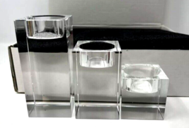 At Home Modern Square Set Of 3 Glass Tea light Holders - £16.99 GBP