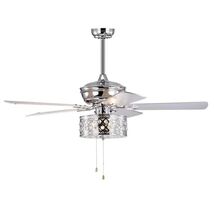 52 in. Indoor/Outdoor Chrome Ceiling Fan with Lights and 5 Blades w Pull... - $1,761.91 MXN