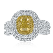 Certifié GIA 1.71 Carat Coussin Naturel Déguisement Jaune Bague Diamant ... - $3,711.88