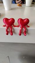 Set of 2 3D Printed Articulated Heart Figure Red Shelf Sitter Valentines... - $14.70