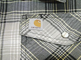 Carhartt Mens XL Rugged Flex Relaxed Fit Flannel Snap Pearl Buttons Plaid Shirt - £22.99 GBP