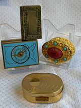 Vtg Trinket Box Lot Hinged Vanity Pill Jewelry Cases Goldtone Art Deco R... - $39.55