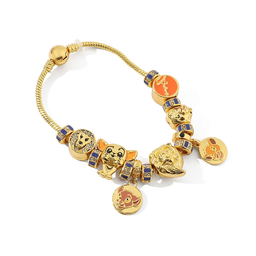  the lion king charm bracelet for women men simba nala mufasa gold color cartoon animal thumb200