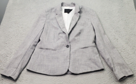 Banana Republic Blazer Jacket Womens Petite 6 Gray Vented Notch Collar 1 Button - £20.83 GBP