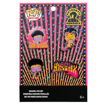 Jimi Hendrix Flaming Guitars Enamel Pin 4-Pack - £30.04 GBP