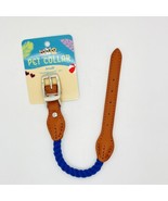 Pet Collar Adjustable Buckle Small  Size 10” To 12” Blue And Tan Color - £3.88 GBP