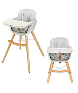 Costway 3 in 1 Convertible Wooden High Chair Baby Toddler w/ Cushion Gray - $145.99