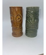 Tiki Mugs/statues 6.5” Tall One Green One Yellow - $24.75