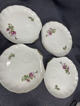 Set Of 4 - 8” Diameter Japan Snack Plates ~ Beautiful Moss Rose Design Nasco - £13.32 GBP