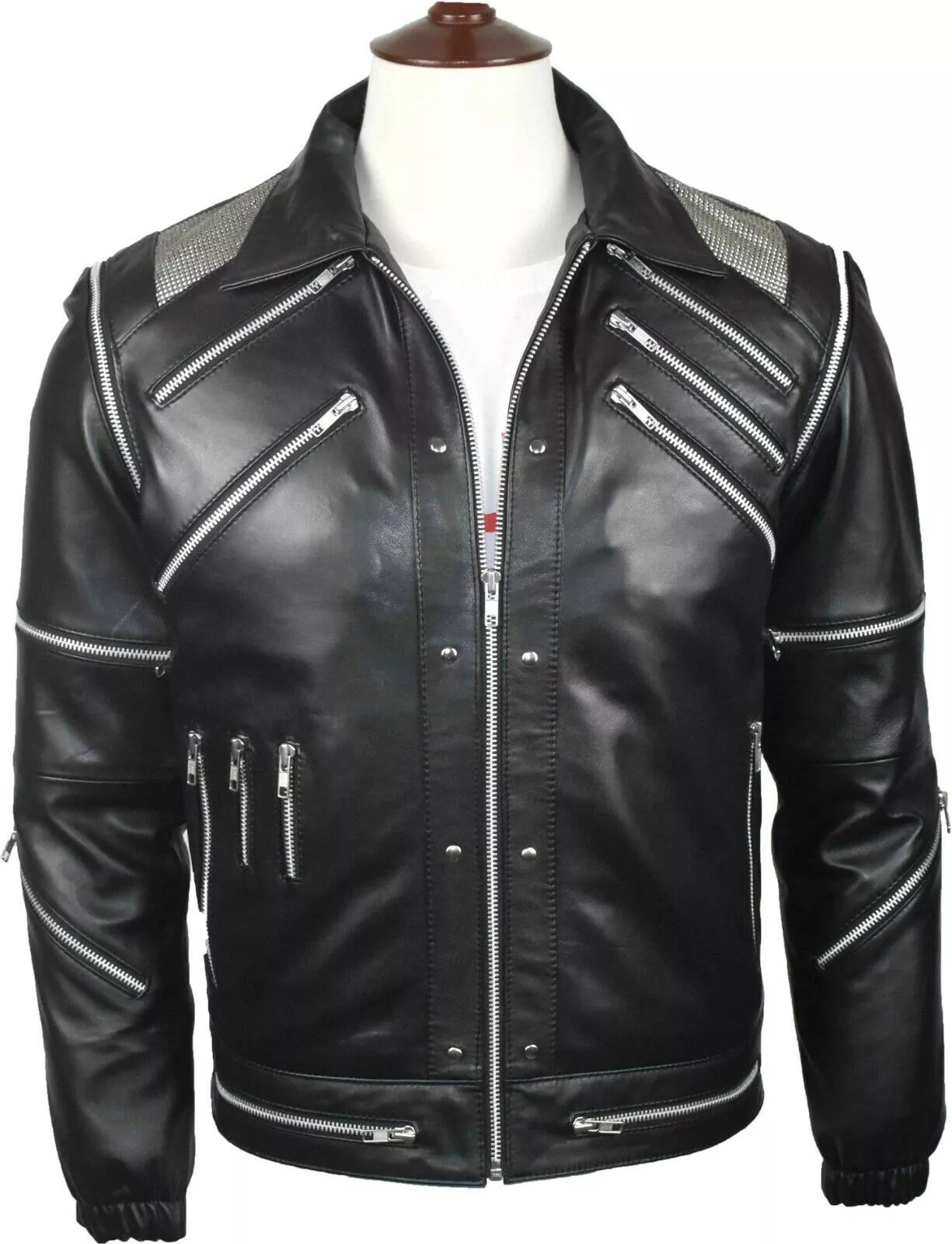 Michael Jackson MJ Beat It Black Real Leather Jacket