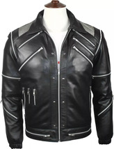 Michael Jackson MJ Beat It Black Real Leather Jacket - £54.25 GBP+