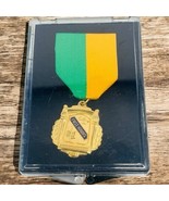 Vtg First Honors Academic Gold Medal Pin Green Yellow USA In Case - $17.52 CAD