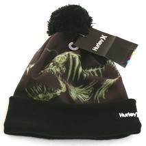 Hurley Black Knit Cuff Pom Beanie Skull Cap Youth Boy&#39;s 8-20 NWT - £17.59 GBP