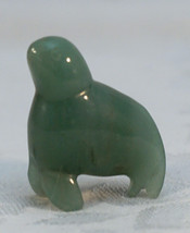 Green Serpentine Hardstone Sculpted Harbour Seal Figurine - $25.99