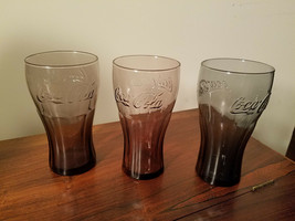 Set of Three Coke Drinking Glasses McDonald&#39;s Coca-Cola One Blue &amp; Two Purple - £11.66 GBP