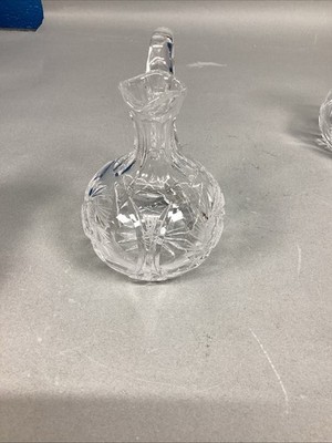 Set Of 2 Cut Glass Crystal Cruets Oil & Vinegar  W/ Stoppers Item image 4