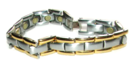 MEN’S MAGNETIC BRACELET Two-tone Stainless Steel Magnetic Bracelet recta... - £31.46 GBP